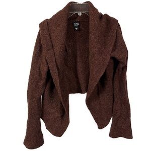 Eileen Fisher Women’s Wool Blend Brown Cropped Wool‎ Open Front Sweater- Size M